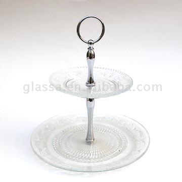  Glass Stand with Silver Plated Handle for Fruit or Snack (Glas-Stand mit versilberten Griff für Obst oder Snack)