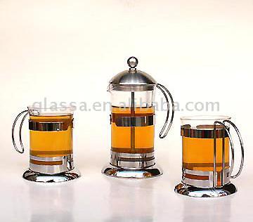 Glass Französisch Presse für Kaffee oder Tee mit 2 Tassen-Set (Glass Französisch Presse für Kaffee oder Tee mit 2 Tassen-Set)
