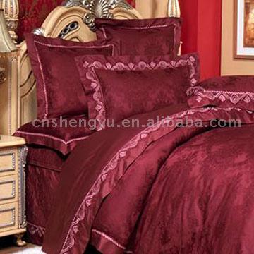  9pc Satin Jacquard Embroidered Bedding Set