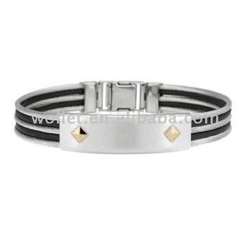  Stainless Steel Or Titanium Bangle With Black Rubber ( Stainless Steel Or Titanium Bangle With Black Rubber)