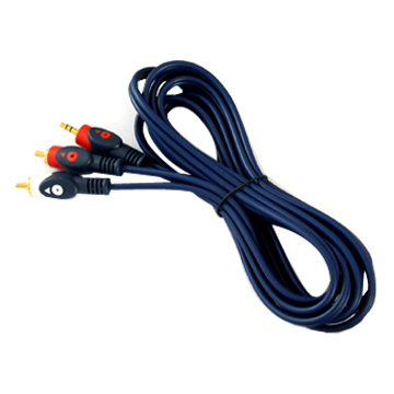  2RCA Plug to 3.5mm Stereo Plug Cable (Double Color)