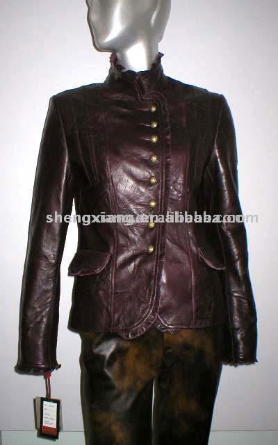  Ladies` Shrink Lamb Leather Jacket ( Ladies` Shrink Lamb Leather Jacket)