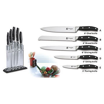  5pc Knife Set with Acrylic Block ( 5pc Knife Set with Acrylic Block)