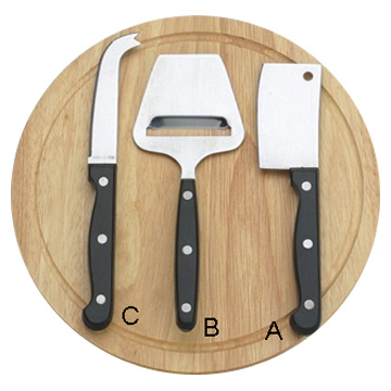  3pc Cheese Knife Set with Wooden Cutting Board (3pc сыра Набор ножей с деревянной резко совет)