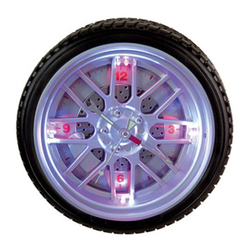 10" Tire Shape Wall Clock with LED Light
