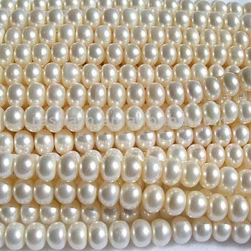  White Flat Pearl Strands