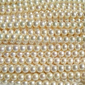  White Round Pearl Strands