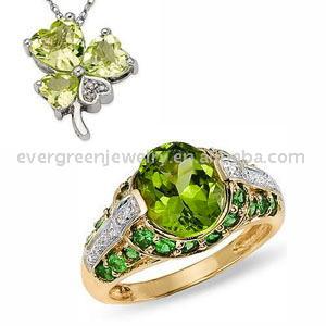  14K Solid Gold with Natural Peridot, Real Diamond Ring (New Design) (14K Solid Gold mit Natural Peridot, Real Diamond Ring (New Design))