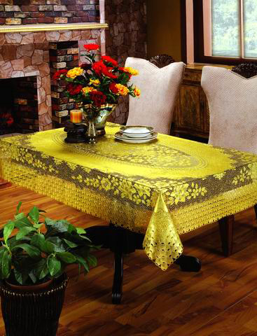  Gold Printed PVC Laced Table Cloth (Золото Печатный ПВХ шнуровке Скатерть)
