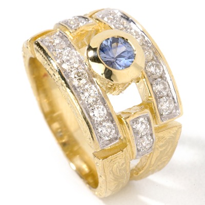  14K Sapphire and Diamond Ring (14K à saphirs et diamants)