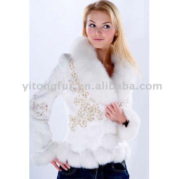 Rabbit Jacke mit Stickereien und Fox Trimmen (Rabbit Jacke mit Stickereien und Fox Trimmen)