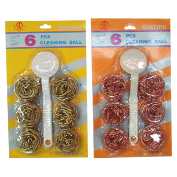  9pc Metallic Scourer with Handle
