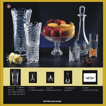 Crystal Vase, Bowl and Fruit Tray