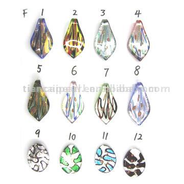  Silver Foil Lampwork Glass Pendant (Silver Foil Lampwork Glass Pendant)