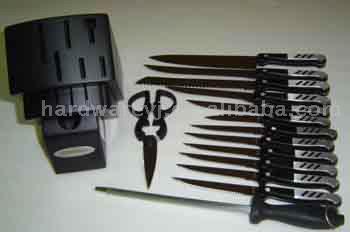  14pc Knife Set with Block (14pc Ensemble de couteaux avec Block)