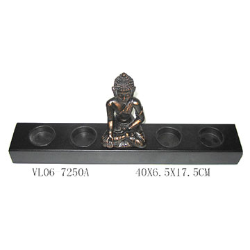  Buddha with 4 T-Light Holder on Wooden Stand (Будда с 4 T-Light Организатор Деревянная Стенд)