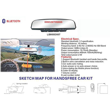  Bluetooth Rear-Mirror Handfree Car Kit (Bluetooth-Зеркало заднего HANDFREE автомобильный комплект)
