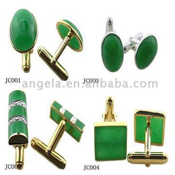  Fashion Green Jade Cufflinks (Моды зеленый нефрит запонки)