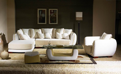  Leather and Fabric Sofa