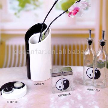 2pc Set "Yin" & "Yang" Glas Kerzenhalter für Teal (2pc Set "Yin" & "Yang" Glas Kerzenhalter für Teal)