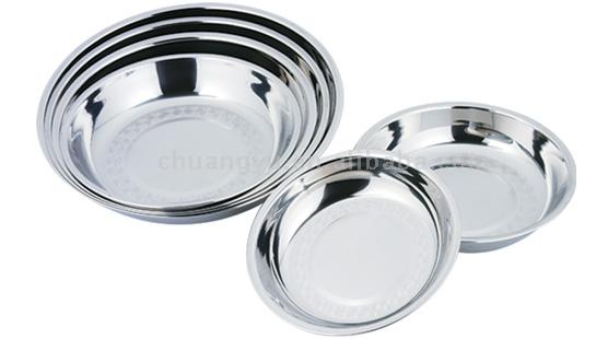  Stainless Steel Round Tray and Plate (Rondes en acier inoxydable Plateau et assiette)