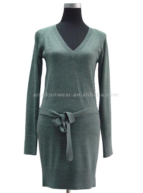  Women`s V-Neck Sweater Dress ( Women`s V-Neck Sweater Dress)