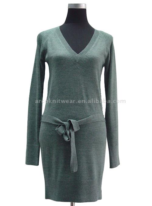  Women`s V-Neck Sweater Dress (Женские V-Neck свитер платье)