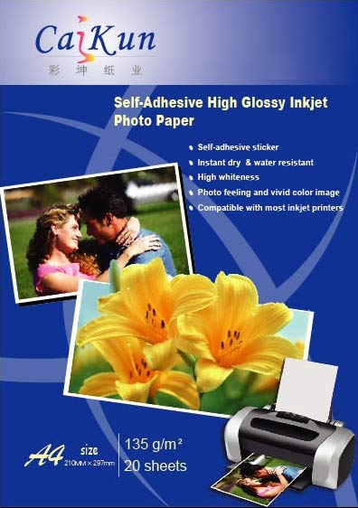  135g Self-Adhesive High Glossy Inkjet Photo Paper (135g auto-adhésives High Glossy Inkjet Photo Paper)