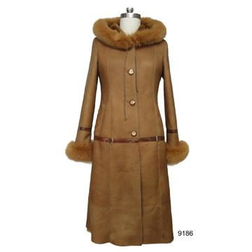  Ladies` Lambskin Suede Coat (Ladies `Pochette en Suede Coat)