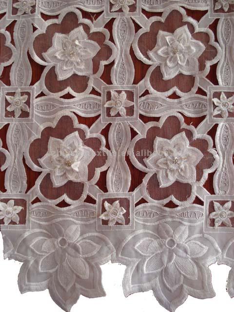  Metallic Tulle with Chiffon Patch and Line Embroidery ( Metallic Tulle with Chiffon Patch and Line Embroidery)