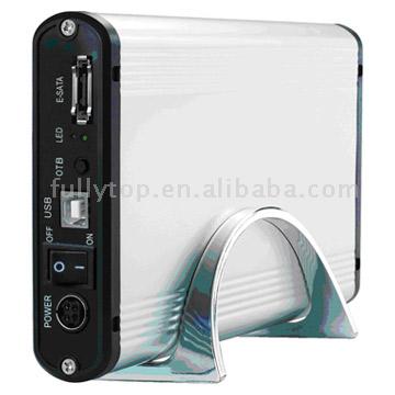  E-SATA and USB2.0 to 3.5" SATA HDD Enclosure with OTB