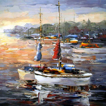  Harbor Scene Painting