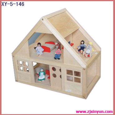  Natural Wooden Doll House (Maison de poupée en bois naturel)