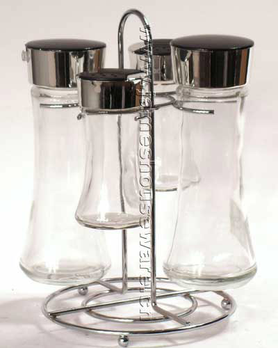 Glass Cruet Set mit Draht Stand (Glass Cruet Set mit Draht Stand)