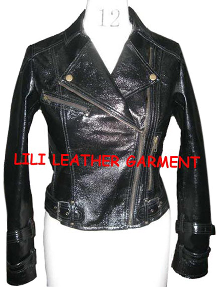  Girls` Pig Leather Jacket (Wet High Shiny Look) (Girls хрюшка кожа куртка (Wet Высокий блеск))