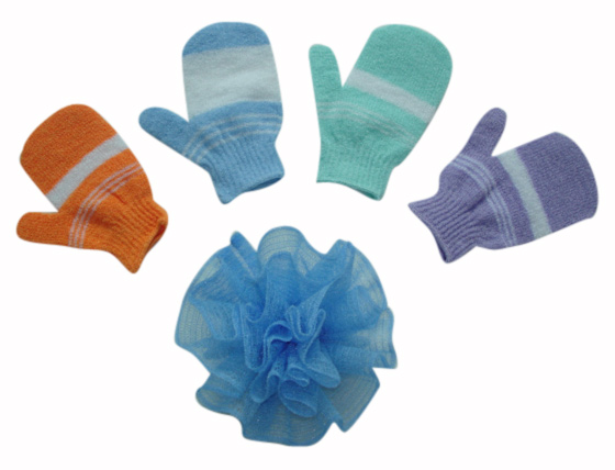  Nylon Bath Gloves