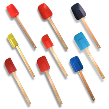  Silicone Spatulas with Wooden Handles (Spatules en silicone avec poignées en bois)