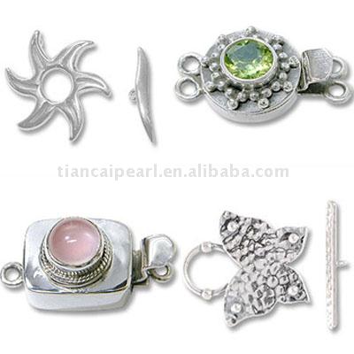  Unique Sterling Silver Clasp with Gemstone Beads (Unique fermoir en argent sterling avec des perles de pierres précieuses)