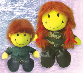  Smiley Boy & Girl Doll in Camouflage Clothing