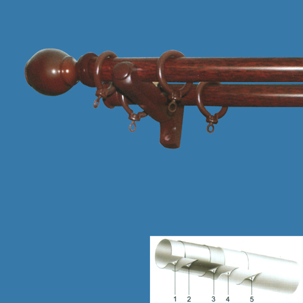 Wooden-Simulated Plastic-Covered Steel Curtain Rod