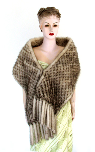  Mink Tail Fur Knitted Shawl (Мех норки хвост трикотажная шаль)