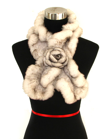  Rex Rabbit Fur Knitted Scarf (Fourrure de lapin rex tricoté Foulard)