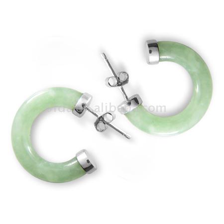  925 Sterling Silver Jade Earrings (925 Argent Jade Boucles d`oreilles)