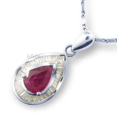  18K Gold Ruby Diamond Pendant ( 18K Gold Ruby Diamond Pendant)