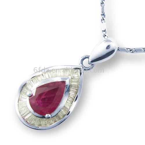  18K Gold Ruby Diamond Pendant (18K Gold Diamond Ruby кулон)