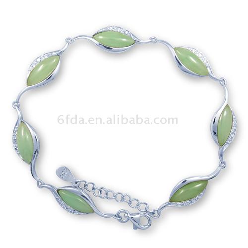  925 Sterling Silver Jade Bracelet (925 Серебрянные нефритовый)