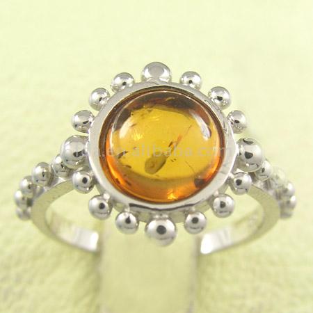  925 Sterling Silver Amber Ring (925 Серебрянные Янтарный кольцо)