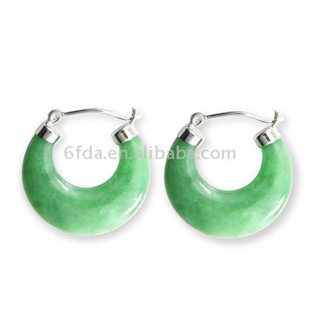  925 Sterling Silver Jade Earrings (925 Серебрянные Jade серьги)