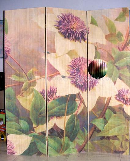  Printed Bamboo Folding Screen