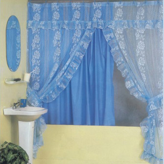  Solid Lace Double-Swag Shower Curtain (Твердые Кружева Дважды Swag душевой занавес)